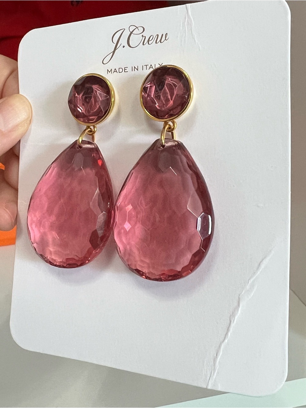 🩷NWT🩷 J.Crew Made-in-Italy faceted teardrop crystal earrings - Picture 6 of 8